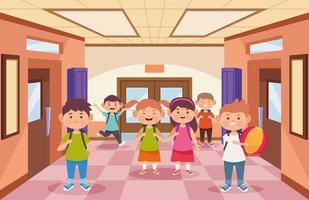 students school corridor vector