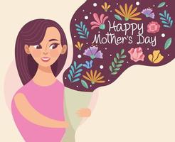 mother with bouquet vector