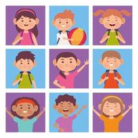 group nine kids vector