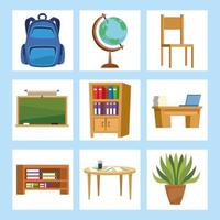 classroom set icons vector