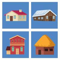 differents houses facades vector