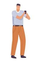 businessman using smartphone vector