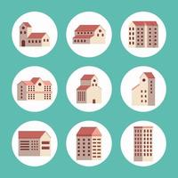 nine buildings city vector