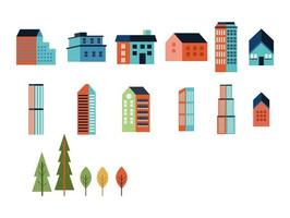 buildings and trees vector
