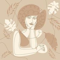 woman and leafs vector