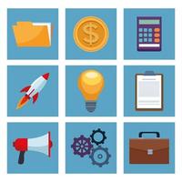 bundle of business set icons vector