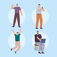 four businessmen workers vector