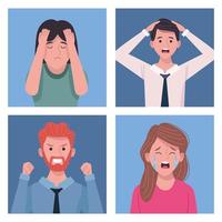 group of business people extressed avatars characters vector