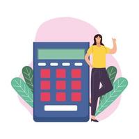 mujer de negocios, con, calculadora vector