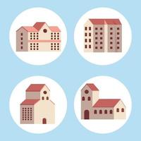 four city buildings vector