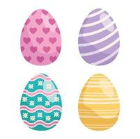 bundle of easter eggs painted set icons vector