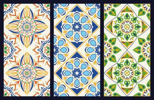 bundle of three art italian ceramic backgrounds vector