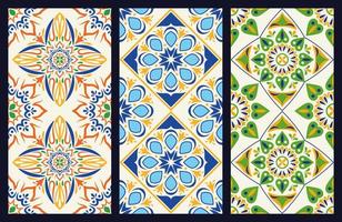 bundle of three art italian ceramic backgrounds vector