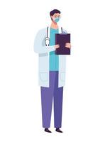 doctor wearing medical mask with checklist order vector