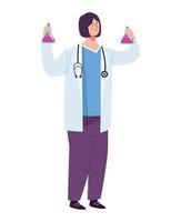 female doctor with stethoscope and tubes test vector