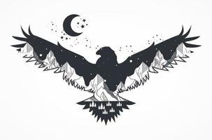 eagle and moon vector