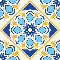 blue and yellow art italian ceramic background vector