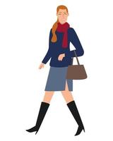 young businesswoman with handbag walking back to office vector