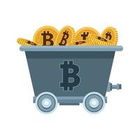 bitcoins cyber money technology in mine wagon vector