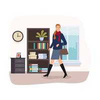 businesswoman walking with handbag back to office vector