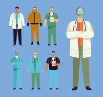 group of doctors medical staff characters vector