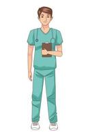 professional doctor with stethoscope and checklist character vector