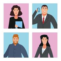 group of four business persons back to office characters vector