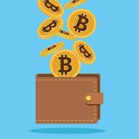 bitcoins cyber money in wallet vector