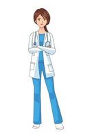 professional female doctor with stethoscope character vector