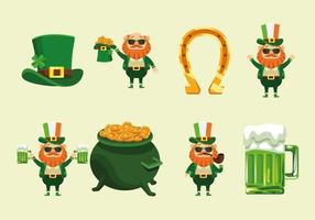 paquete de ocho iconos felices del día de san patricio vector