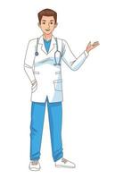 professional doctor with stethoscope character vector