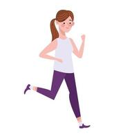 mujer corriendo personaje estilo de vida saludable vector