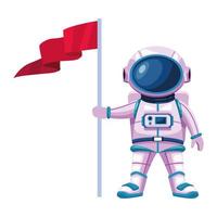 astronaut with suit and flag character vector