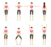 Girl Doing Exercise on White Background Vector Illustration