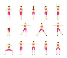 Girl Doing Exercise on White Background Vector Illustration