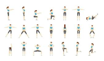 Girl Doing Exercise on White Background Vector Illustration