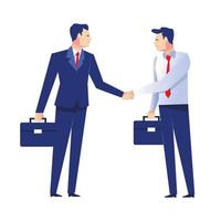 two elegant businessmen workers with portfolio characters vector