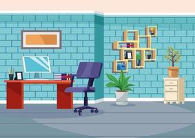 office work place scene with desktop vector