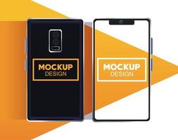 smartphones devices mockup branding with squares frames vector