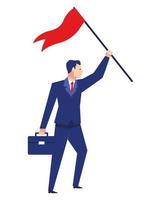 elegant businessman worker with success flag avatar character vector