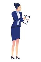 elegant businesswoman worker with checklist character vector