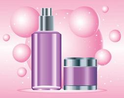 skin care splash bottle and pot products icons vector