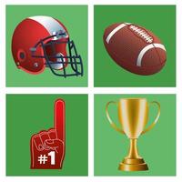 paquete de cuatro iconos de conjunto de super bowl vector