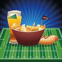 american football camp with fast food and beer vector