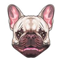 Bulldog francés personaje de cabeza de animal en fondo blanco. vector