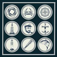 bundle of nine nautical gray elements set icons vector