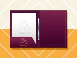 folder with triangle emblem mockup branding vector