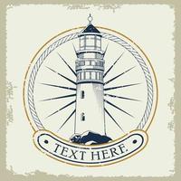 lighthouse nautical gray emblem icon vector