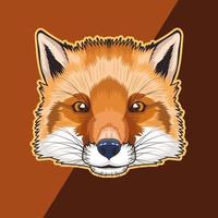 fox animal wild head character in orange background vector