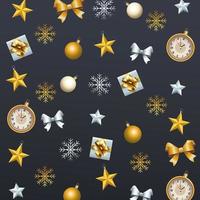 happy merry christmas set decorative icons pattern vector